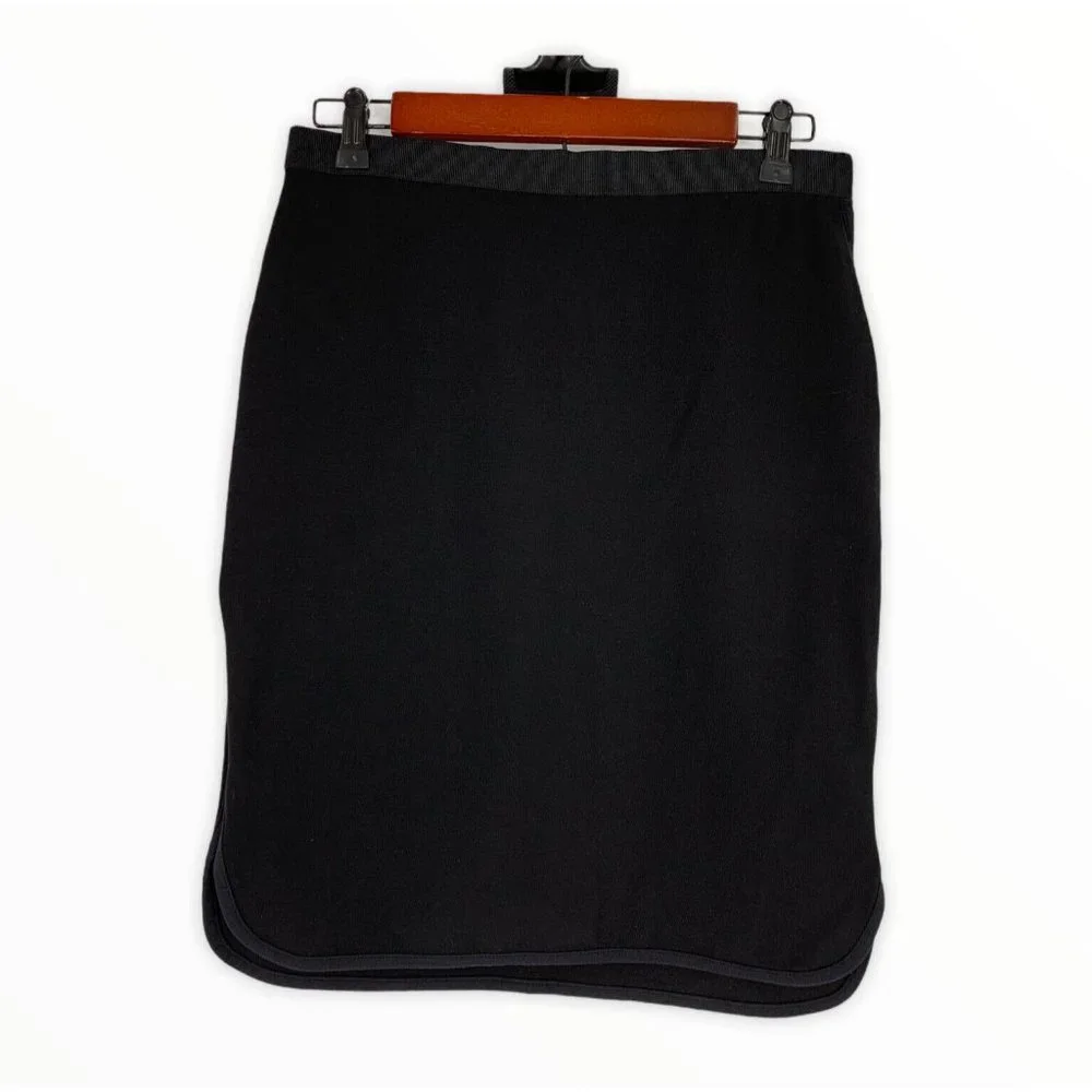 Ann Taylor Skirt Black Ponte Knit Pencil Mini Grosgrain Ribbon